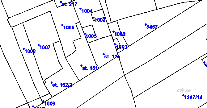 Parcela st. 125 v KÚ Dřevnovice, Katastrální mapa