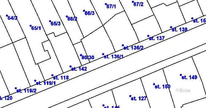 Parcela st. 136/1 v KÚ Dřevnovice, Katastrální mapa