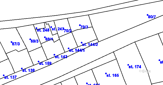 Parcela st. 144/2 v KÚ Dřevnovice, Katastrální mapa