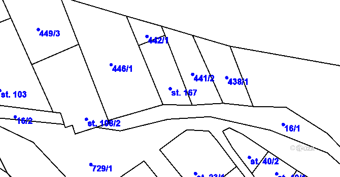 Parcela st. 167 v KÚ Dřevnovice, Katastrální mapa