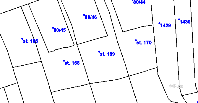 Parcela st. 169 v KÚ Dřevnovice, Katastrální mapa