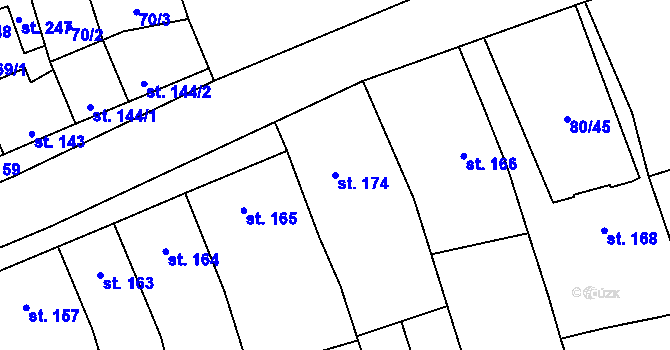 Parcela st. 174 v KÚ Dřevnovice, Katastrální mapa