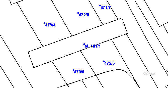 Parcela st. 181/1 v KÚ Dřevnovice, Katastrální mapa