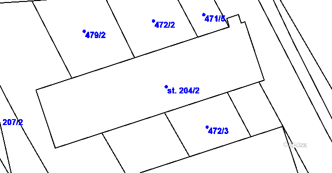Parcela st. 204/2 v KÚ Dřevnovice, Katastrální mapa