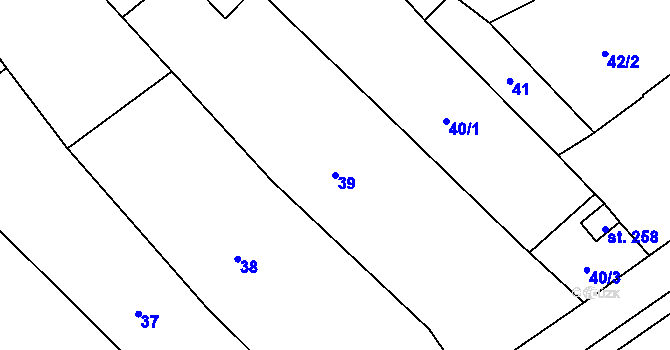 Parcela st. 39 v KÚ Dřevnovice, Katastrální mapa