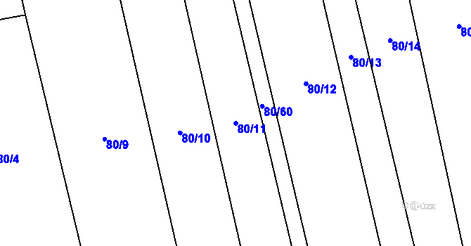 Parcela st. 80/11 v KÚ Dřevnovice, Katastrální mapa