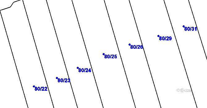 Parcela st. 80/25 v KÚ Dřevnovice, Katastrální mapa