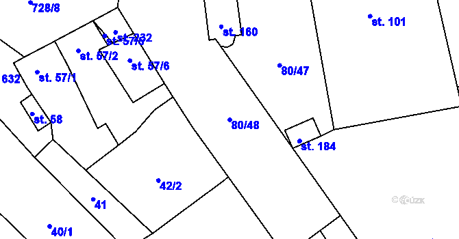 Parcela st. 80/48 v KÚ Dřevnovice, Katastrální mapa