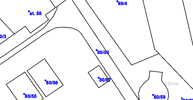 Parcela st. 80/50 v KÚ Dřevnovice, Katastrální mapa