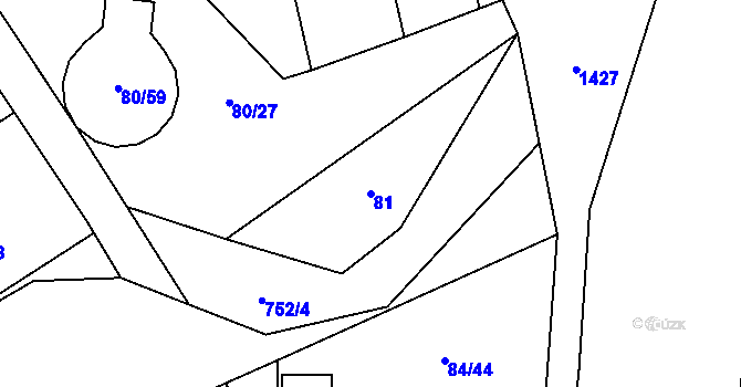 Parcela st. 81 v KÚ Dřevnovice, Katastrální mapa