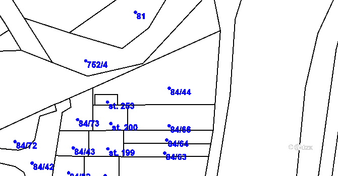 Parcela st. 84/44 v KÚ Dřevnovice, Katastrální mapa