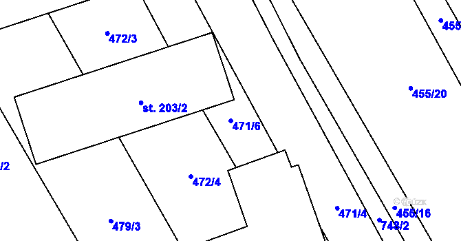 Parcela st. 471/6 v KÚ Dřevnovice, Katastrální mapa