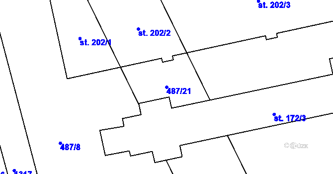 Parcela st. 487/21 v KÚ Dřevnovice, Katastrální mapa