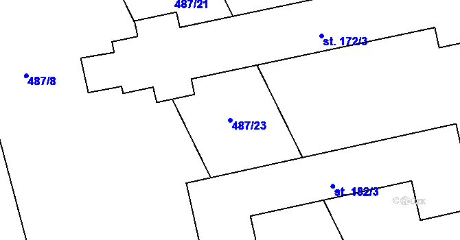 Parcela st. 487/23 v KÚ Dřevnovice, Katastrální mapa