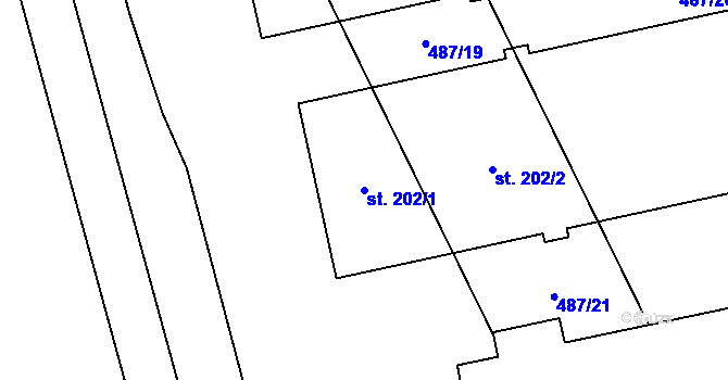 Parcela st. 202/1 v KÚ Dřevnovice, Katastrální mapa