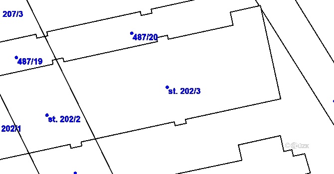Parcela st. 202/3 v KÚ Dřevnovice, Katastrální mapa
