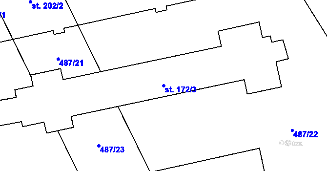 Parcela st. 172/3 v KÚ Dřevnovice, Katastrální mapa