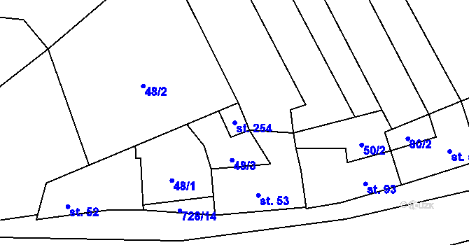 Parcela st. 254 v KÚ Dřevnovice, Katastrální mapa