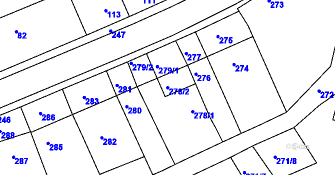 Parcela st. 278/2 v KÚ Dřevohostice, Katastrální mapa