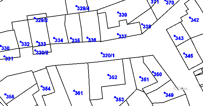 Parcela st. 320/1 v KÚ Dřevohostice, Katastrální mapa