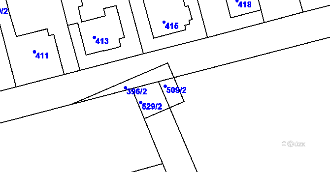 Parcela st. 509/2 v KÚ Dřevohostice, Katastrální mapa