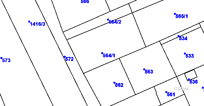 Parcela st. 564/1 v KÚ Dřevohostice, Katastrální mapa