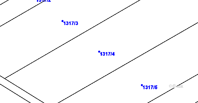 Parcela st. 1317/4 v KÚ Dřevohostice, Katastrální mapa