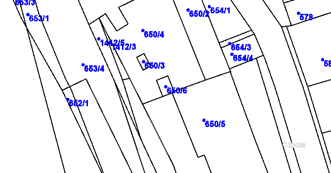 Parcela st. 650/6 v KÚ Dřevohostice, Katastrální mapa