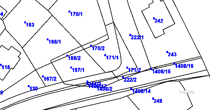Parcela st. 171/1 v KÚ Dřevohostice, Katastrální mapa