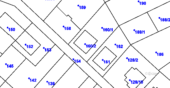 Parcela st. 160/2 v KÚ Dřevohostice, Katastrální mapa