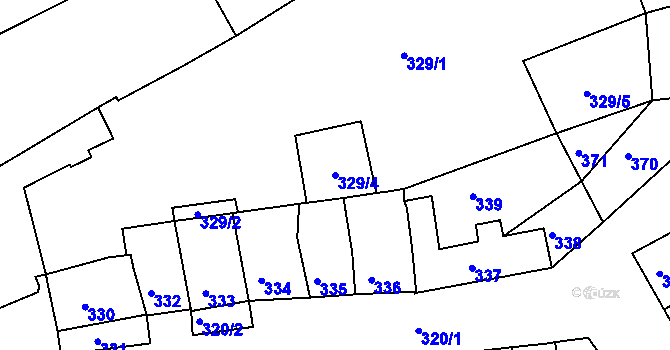 Parcela st. 329/4 v KÚ Dřevohostice, Katastrální mapa