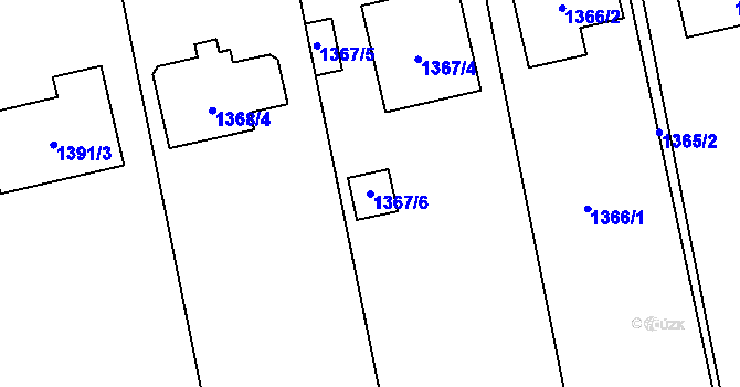 Parcela st. 1367/6 v KÚ Dřevohostice, Katastrální mapa