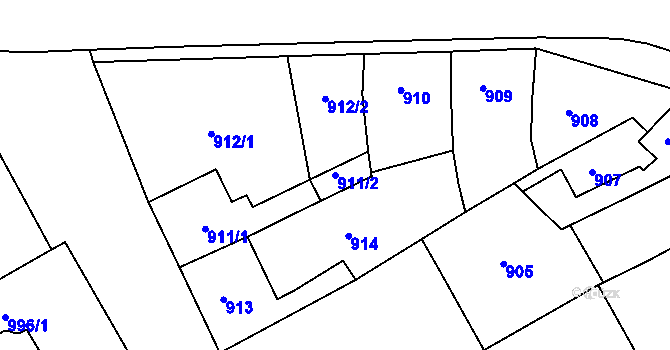 Parcela st. 911/2 v KÚ Dřevohostice, Katastrální mapa