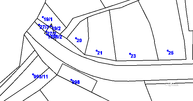 Parcela st. 21 v KÚ Dřevohostice, Katastrální mapa