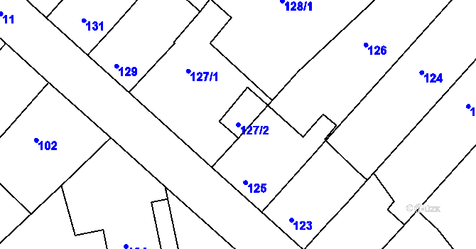 Parcela st. 127/2 v KÚ Dřevohostice, Katastrální mapa