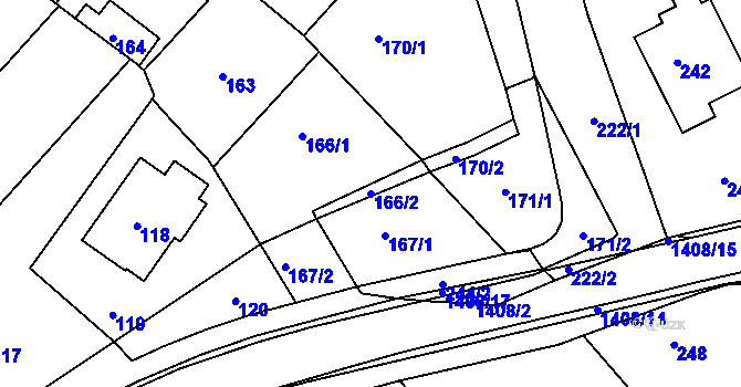 Parcela st. 166/2 v KÚ Dřevohostice, Katastrální mapa