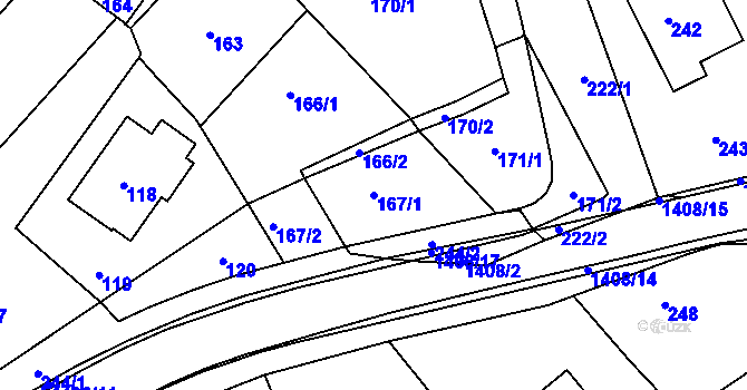 Parcela st. 167/1 v KÚ Dřevohostice, Katastrální mapa