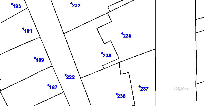 Parcela st. 234 v KÚ Dřevohostice, Katastrální mapa