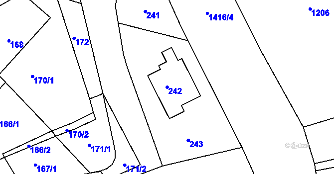 Parcela st. 242 v KÚ Dřevohostice, Katastrální mapa