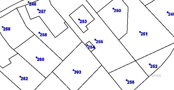 Parcela st. 254 v KÚ Dřevohostice, Katastrální mapa