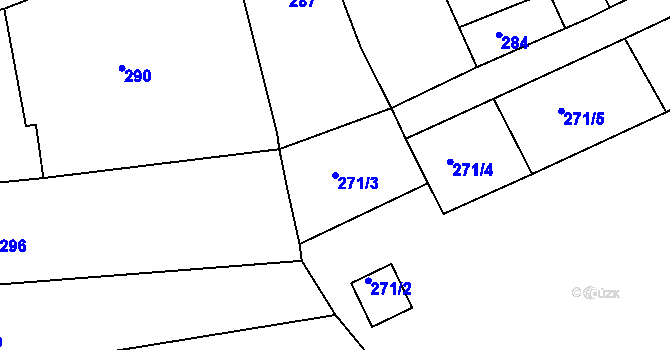 Parcela st. 271/3 v KÚ Dřevohostice, Katastrální mapa