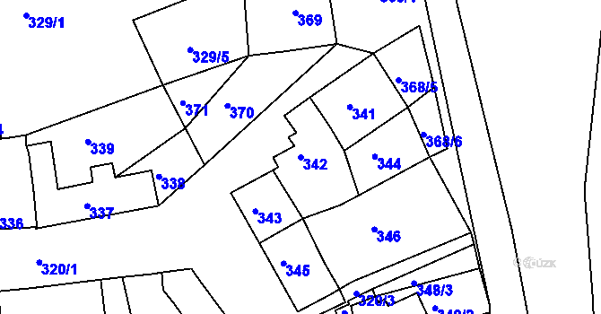 Parcela st. 342 v KÚ Dřevohostice, Katastrální mapa