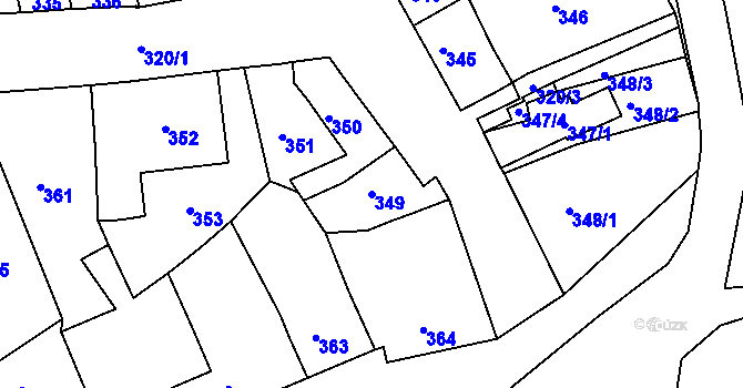 Parcela st. 349 v KÚ Dřevohostice, Katastrální mapa
