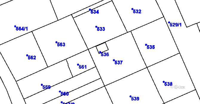 Parcela st. 536 v KÚ Dřevohostice, Katastrální mapa