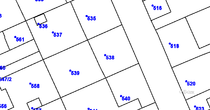 Parcela st. 538 v KÚ Dřevohostice, Katastrální mapa