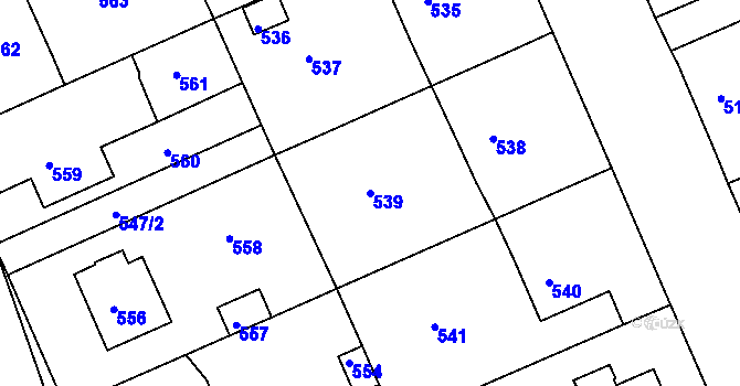 Parcela st. 539 v KÚ Dřevohostice, Katastrální mapa
