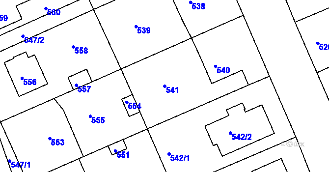 Parcela st. 541 v KÚ Dřevohostice, Katastrální mapa
