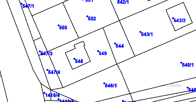 Parcela st. 549 v KÚ Dřevohostice, Katastrální mapa