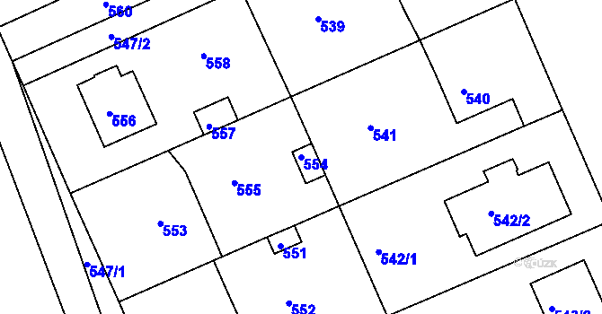 Parcela st. 554 v KÚ Dřevohostice, Katastrální mapa