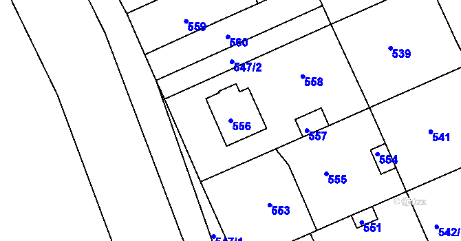 Parcela st. 556 v KÚ Dřevohostice, Katastrální mapa